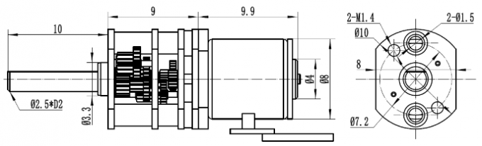 SM08-GB10 kleiner übersetzter Schrittmotor 8mm mit Getriebe 0 10*8 Millimeter